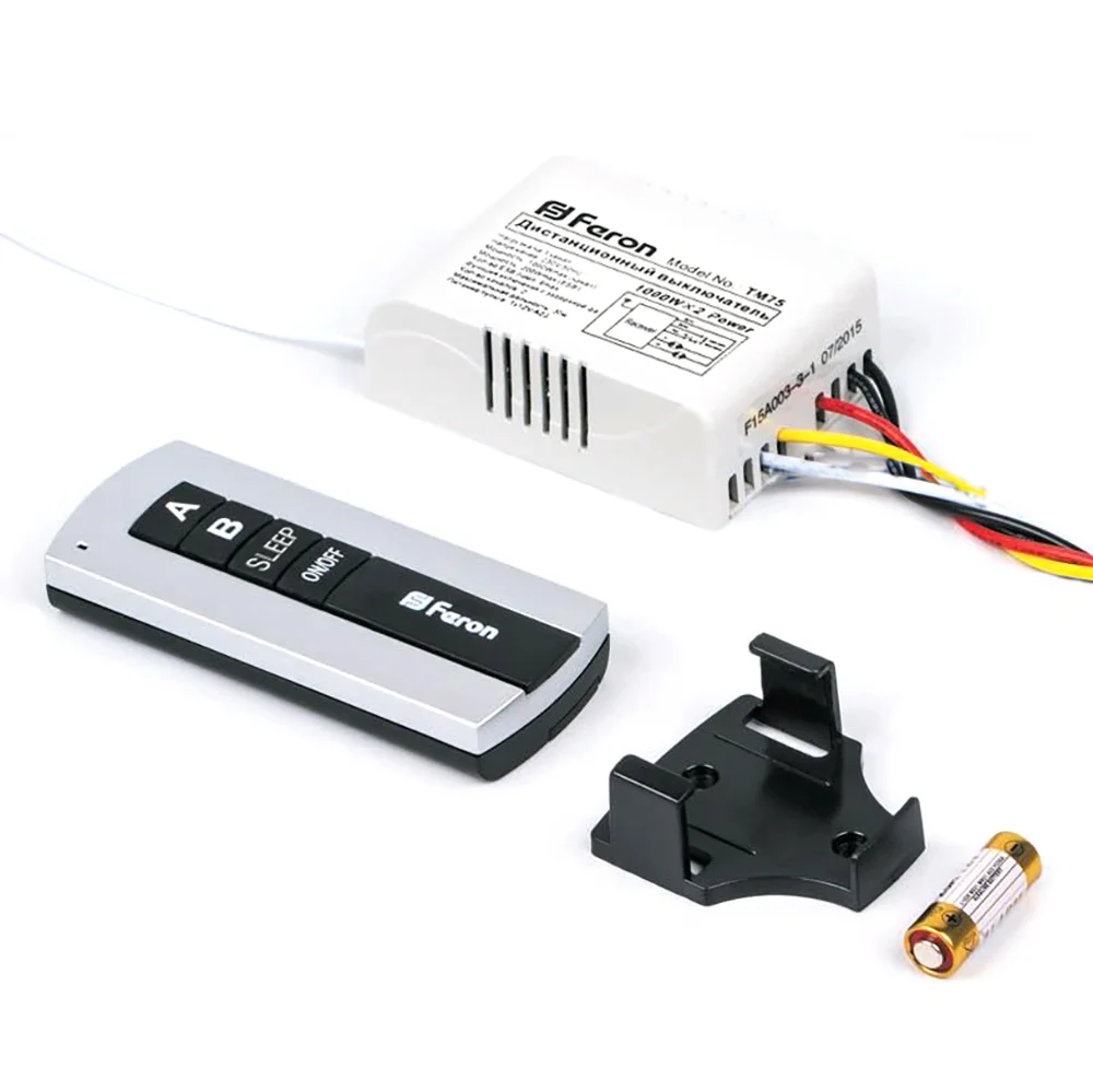 Выключатель дистанционный 230V 1000W 2-хканальный 30м с пультом управления, TM75 арт. 23344