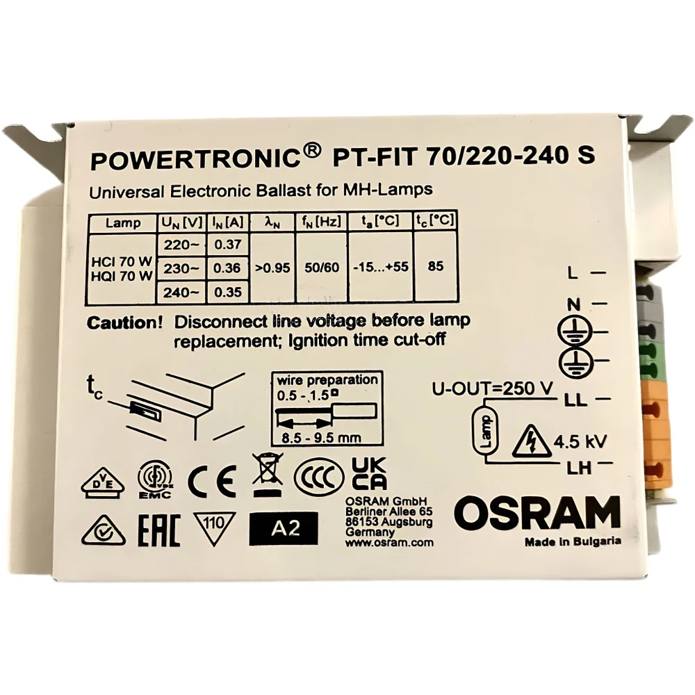 Балласт для мгл PT-fit 70/230-240 l 155X83X32 OSRAM - ЭПРА кабельный фиксатор (не для ламп SYL)