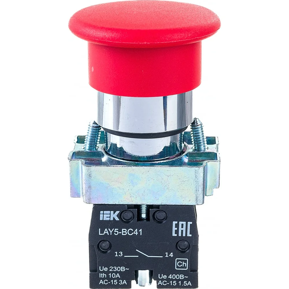 Кнопка LAY5-BC41"Грибок" красная 1з ИЭК