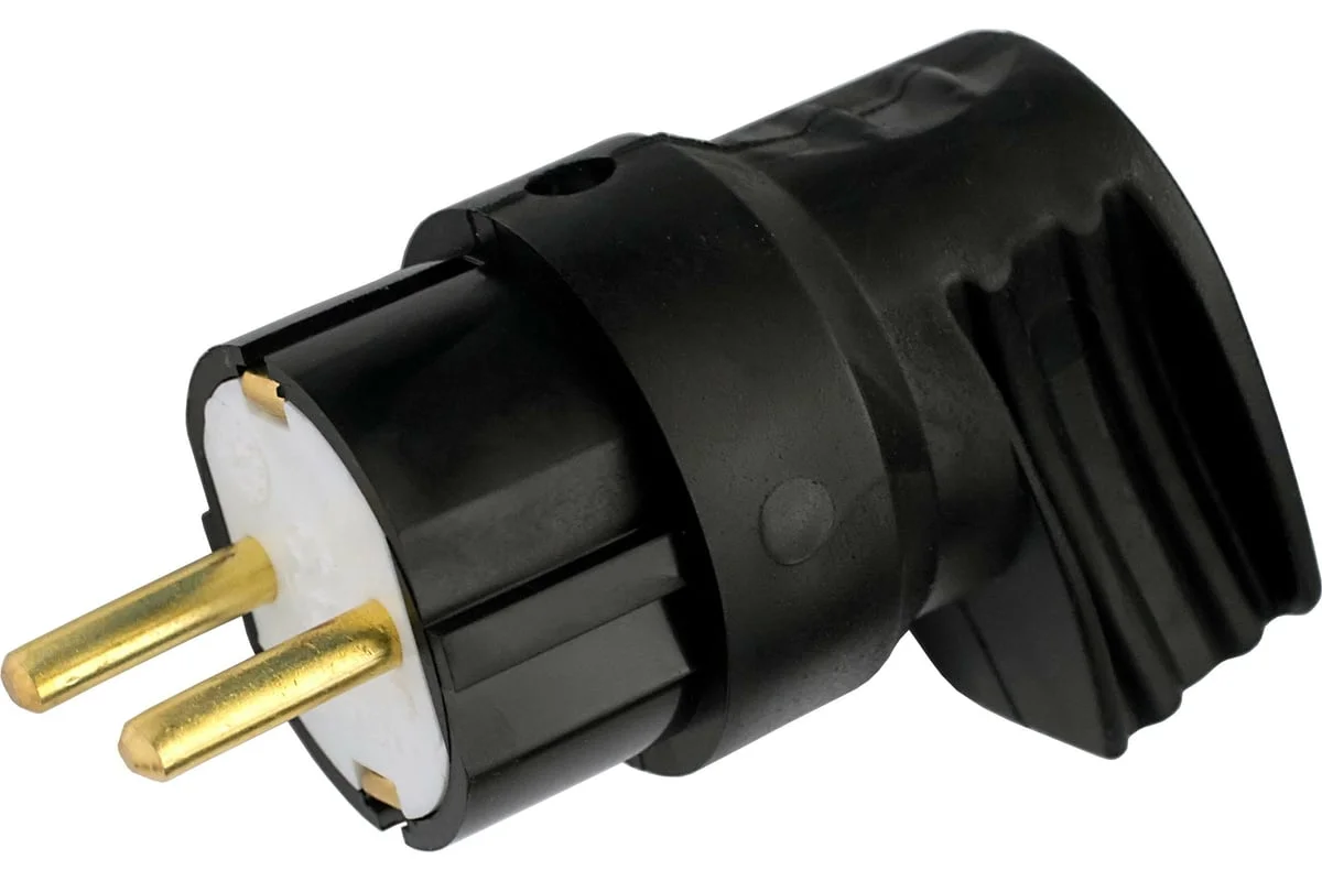 Вилка каучуковая угловая с/з 16А IP20 (черная) Bylectrica В16-416 (220129) (48шт)