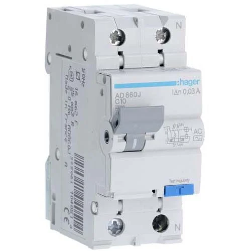 Диф.авт. AD860J 2P C-10А 30mA 4.5kA Hager