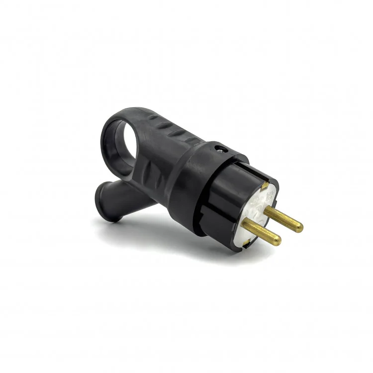 Вилка каучуковая с кольцом с/з 16А IP20 (черная) Bylectrica В16-385 (220127)