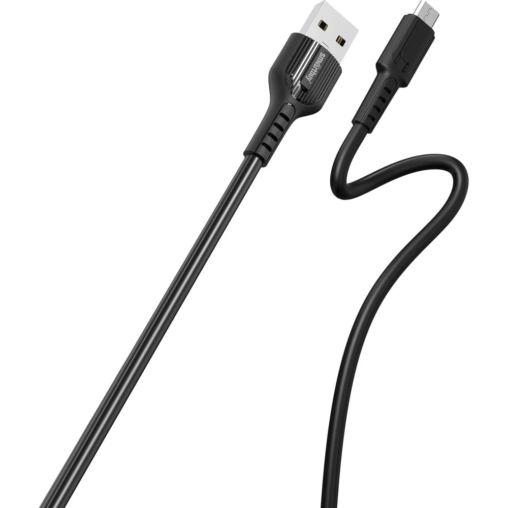 Кабель для зарядки и передачи данных S33 MicroUSB черный, 4А, мощь, TPE, 1м, Smartbuy (iK-12-S33b)