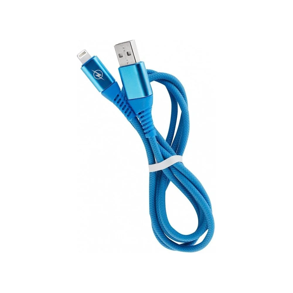 Дата-кабель Smartbuy 8pin кабель в рез.оплет. Gear, 1м, мет.након., <2А, син.(iK-512ERGbox blue)
