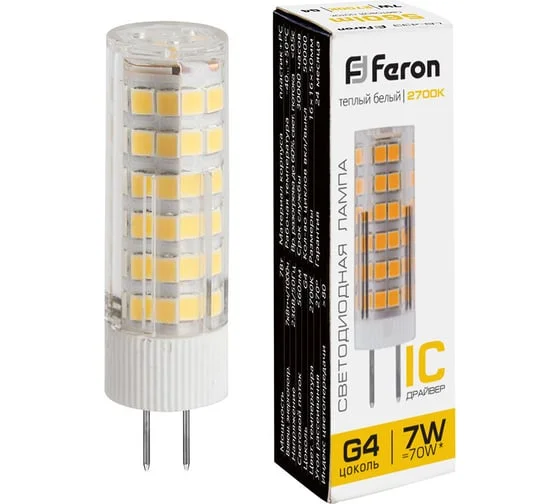 Лампа светодиодная, (7W) 230V G4 2700K JCD, LB-433 Арт. 25863