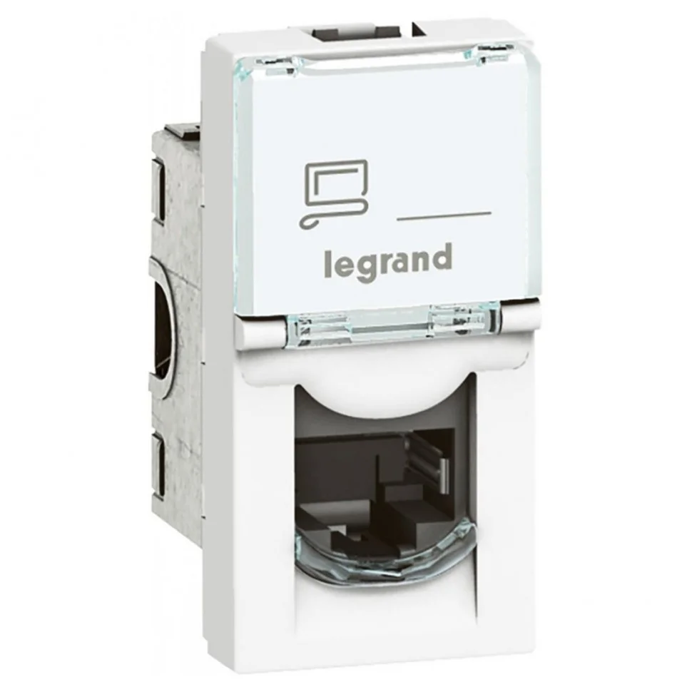 Механизм RJ45 + накладка, кат.5е UTP 8конт. Mosaic (белый) Legrand 076551 *