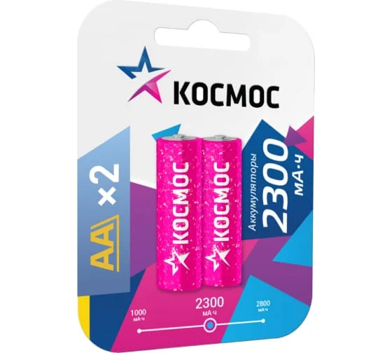Аккумулятор КОСМОС AA R6 2300mAh Ni-MH (2шт в блистере)  Цена за Блистер (12) — фото 2