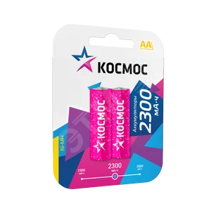 Аккумулятор КОСМОС AA R6 2300mAh Ni-MH (2шт в блистере) Цена за Блистер (12)