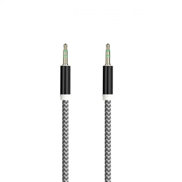 AUX кабель 3.5-3.5 мм (M-M), 1 м, черный, нейлоновая оплетка, (A-35-35 black)