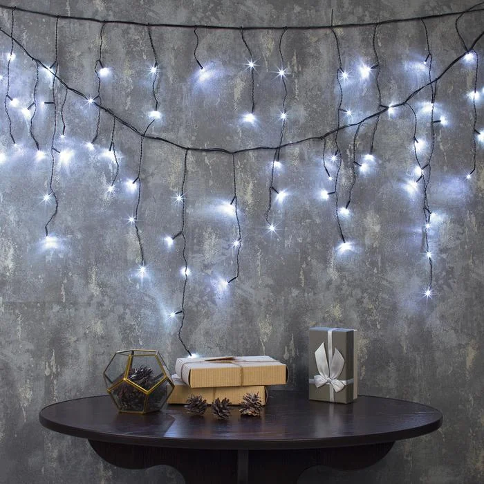 БАХРОМА, Ш:3 м, В:0.5 м, Н.Т. LED-80-220V, 8 режимов, БЕЛЫЙ 3556853