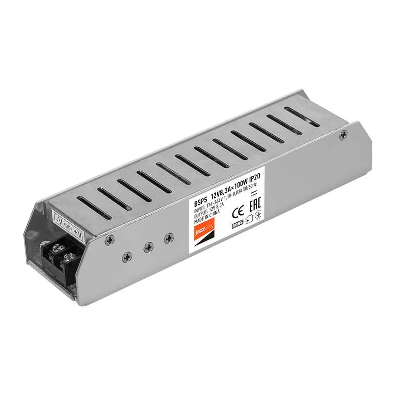 Блок питания (драйвер) BSPS 12V8,30A=100W IP20 5 г.гар. Jazzway 188x47x35