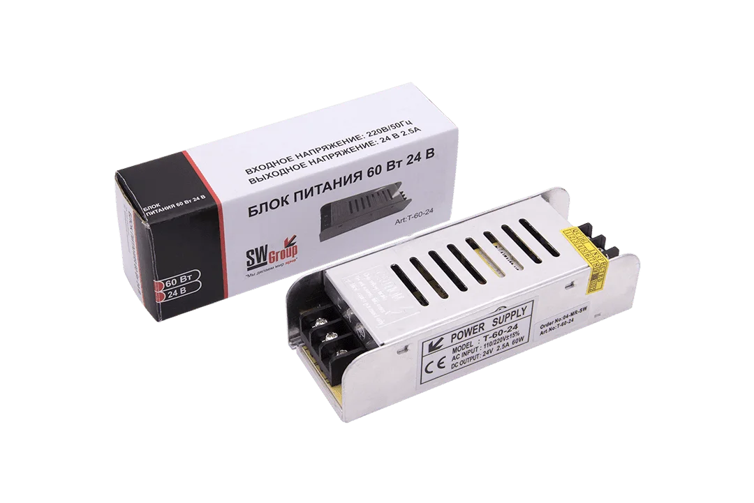 Блок питания компактный (узкий), 60 W, 24V, T-60-24 (160x40x32)
