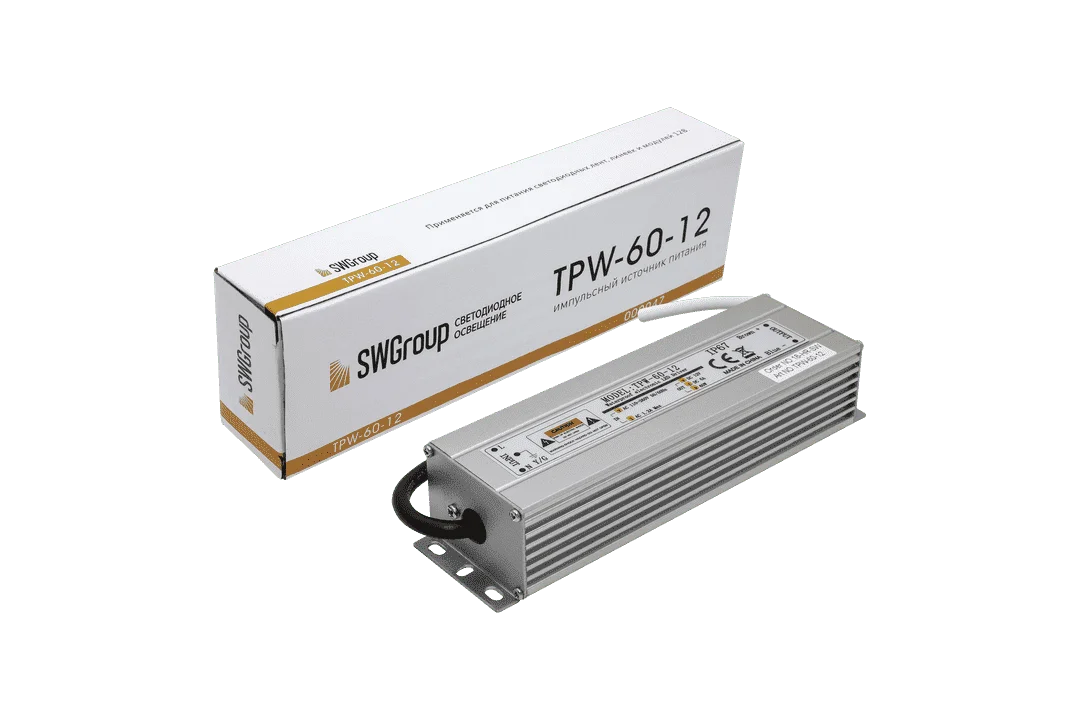 Блок питания TPW, 60 W Влагозащитный, 12 V, TPW-60-12 Al (160x52x34) SW-G