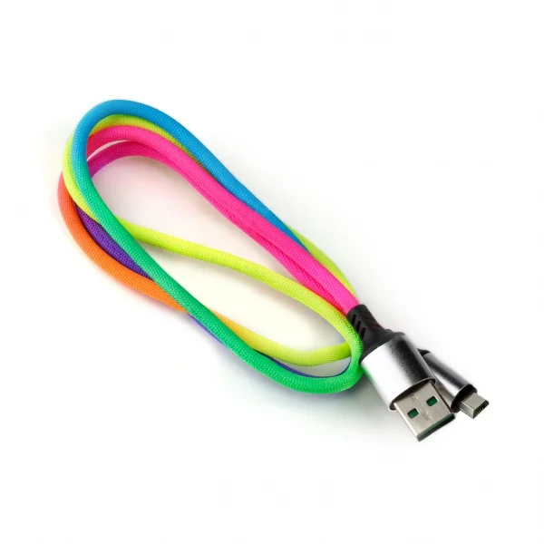 Дата-кабель Smartbuy MicroUSB в ткан. оплетке Acid, 1м. мет.након., <2А, град.(iK-12ARbox p-y) нп