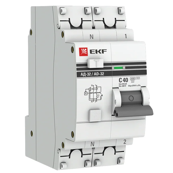 Диф.автомат АД-32 1P+N 40А 30мА тип АС х-ка C эл. 270В 4,5кА EKF