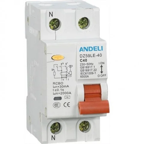 Диф.автомат DZ59LE-40/63 1P+N 16A 30mA тип АС х-ка С 4.5kA ANDELI