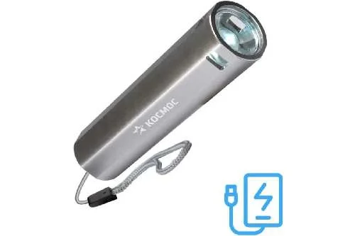 Фонарь ручной КОСМОС (KOS116Lit) аккум/1ВтLED/линза/Li-ion 18650 1200mAh/Power-bank/ABS-пл/USB-шнур