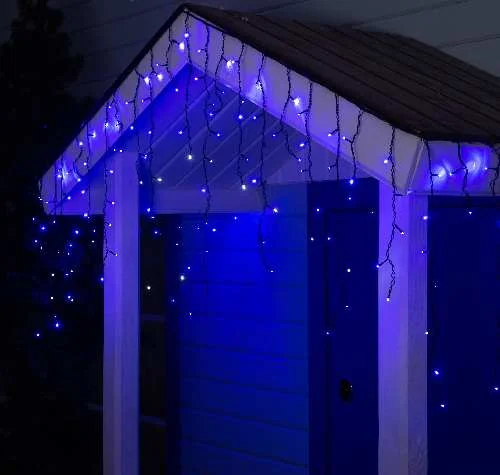 Гирлянда «Бахрома» 3×0.6м, IP44, УМС, 160LED, свечение синее, мерцание белым, 220В, 3584178