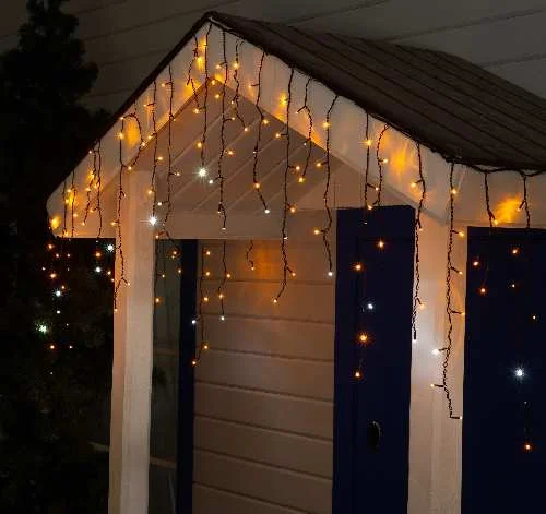 Гирлянда «Бахрома» 3×0.6м, IP44, УМС, 160LED, свечение жёлтое, мерцание белым, 220В, 3584179