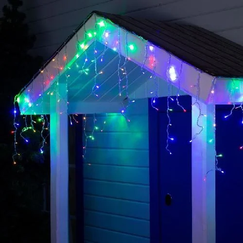 Гирлянда «Бахрома» 4 × 0.6 м, IP44, прозрачная нить, 180 LED, свечение мульти, 8 режимов, 220 В 6716
