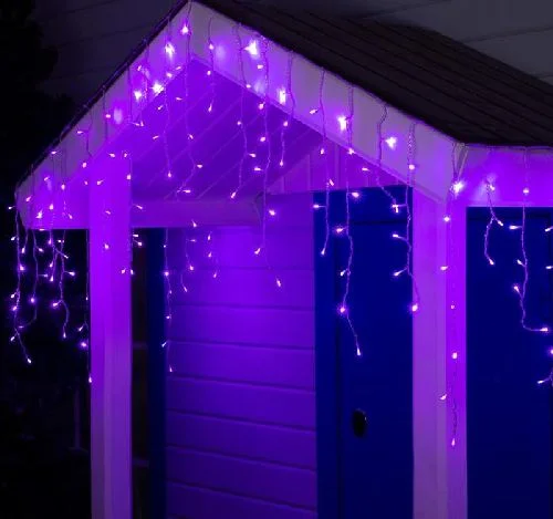Гирлянда «Бахрома» 4 × 0.6 м, IP44, прозрачная нить, 180 LED, свечение фиолетовое, 8 режимов, 220 В