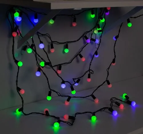 Гирлянда «Нить» 20 м с насадками «Шарики 1.5 см», IP44, тёмная нить, 200 LED, свечение мульти (RG/RB