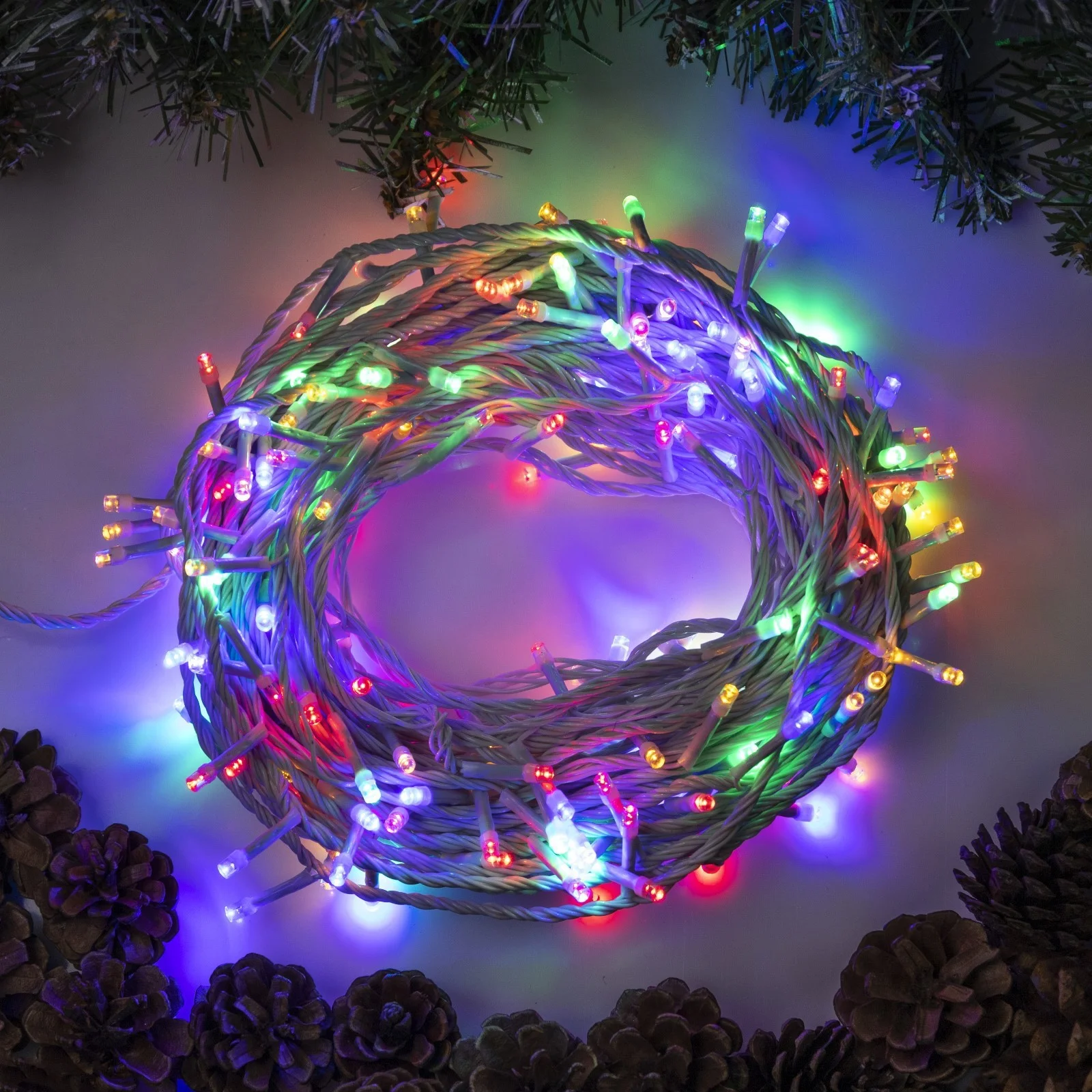 Гирлянда «Нить» 20м, IP20, белая нить, 200LED, свечение мульти, 8 режимов, 220В, 3556819