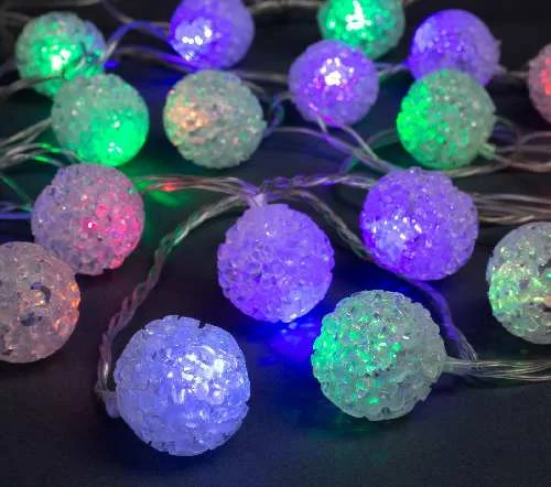 Гирлянда «Нить» 5м с насадками «Шарики акриловые» IP20 20LED, МУЛЬТИ (RG/RB), мигание, 220В, 704856