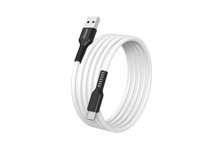 Кабель для зарядки и передачи данных S21 Lightning белый, 2.4А, сил., 1м, Smartbuy (iK-512-S21bw)