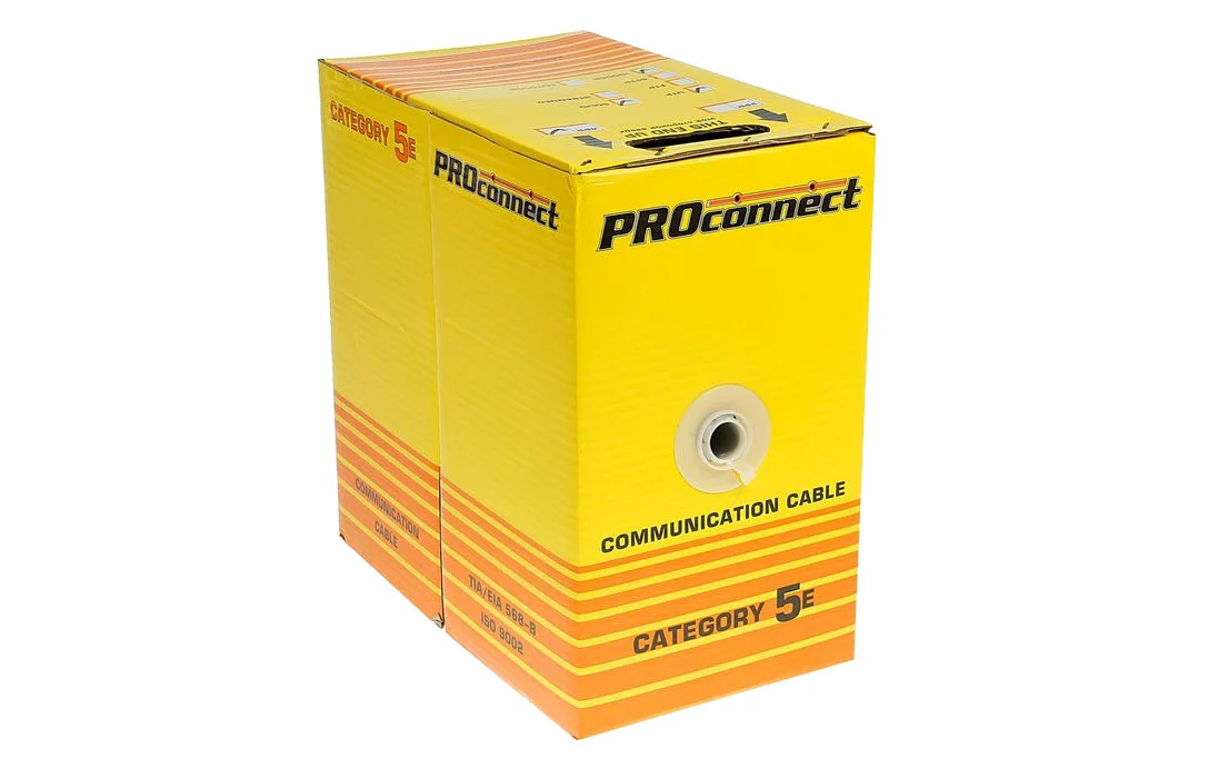 Кабель UTP 2PR 24AWG, CCA, CAT5e, PVC серый, (бухта 305 м) PROconnect 01-0022-3