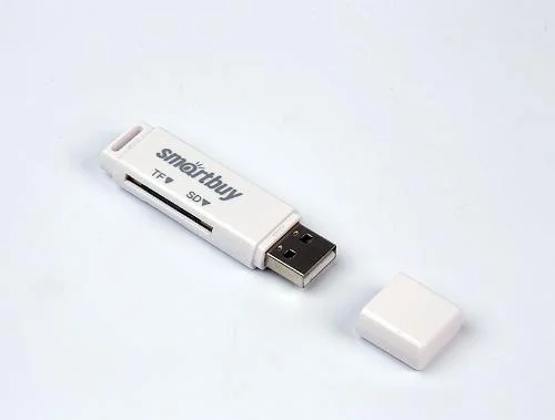 Картридер Smartbuy 715, USB 2.0 - SD/microSD, белый (SBR-715-W)