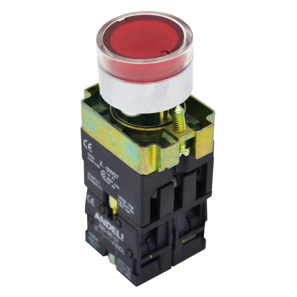 Кнопка LA115-A5-10D с подсветкой красная 220V ANDELI