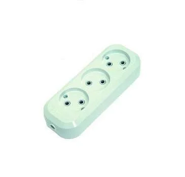 Колодка (розетка) 3-м б/з 10А (белая) Makel MGP121 (20шт)