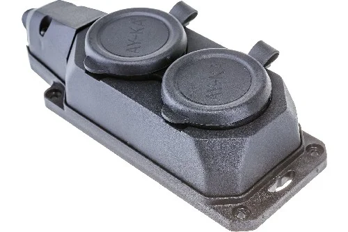 Колодка (розетка) каучуковая 2-м с/з с крышкой 16А IP44 AY-KA (20шт) 55 200 00 (210514)
