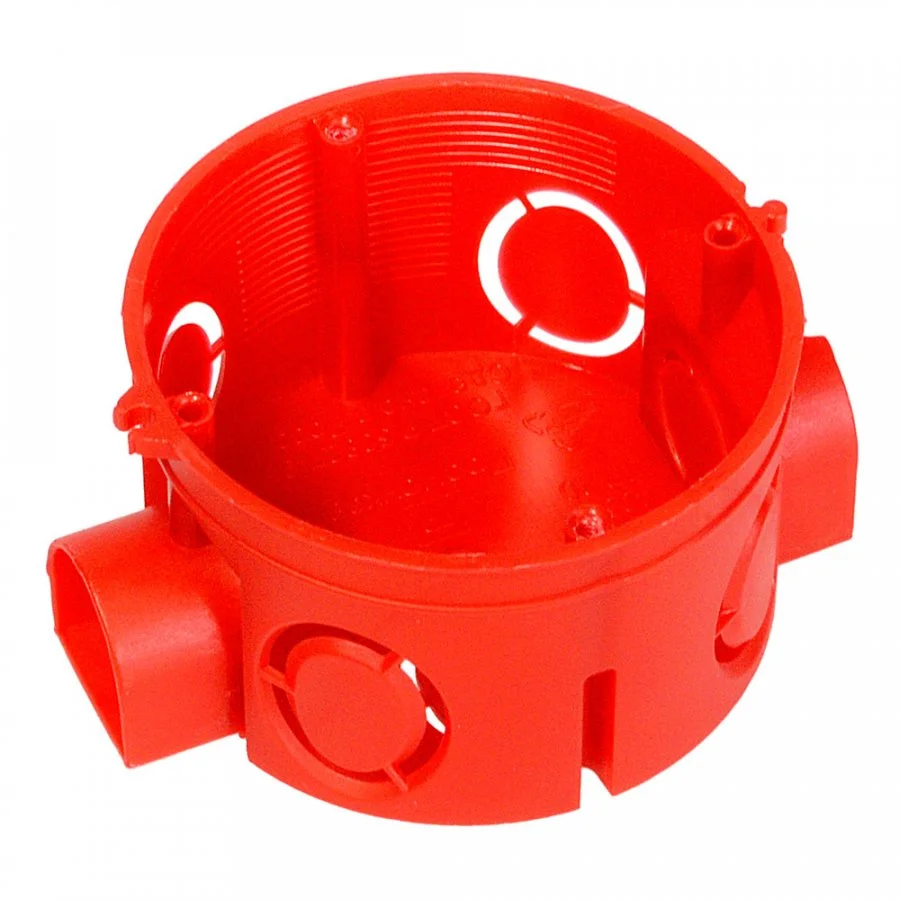 Коробка установочная (подрозетник) под бетон d68*42 Промрукав IP20 HF 80-0500 (224шт) с ушами красн.