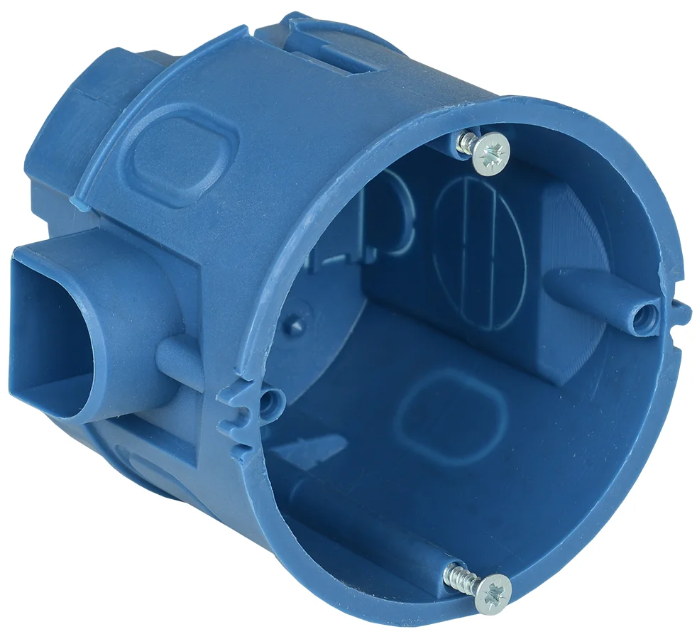 Коробка установочная (подрозетник) под бетон d68*60 IEK IP20 UKT10-068-060 (160шт) с ушами синяя