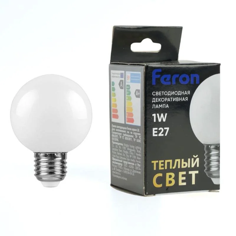 Лампа светодиодная, (1W) 230V E27 2700K G45 матовая, LB-37 Арт. 25878