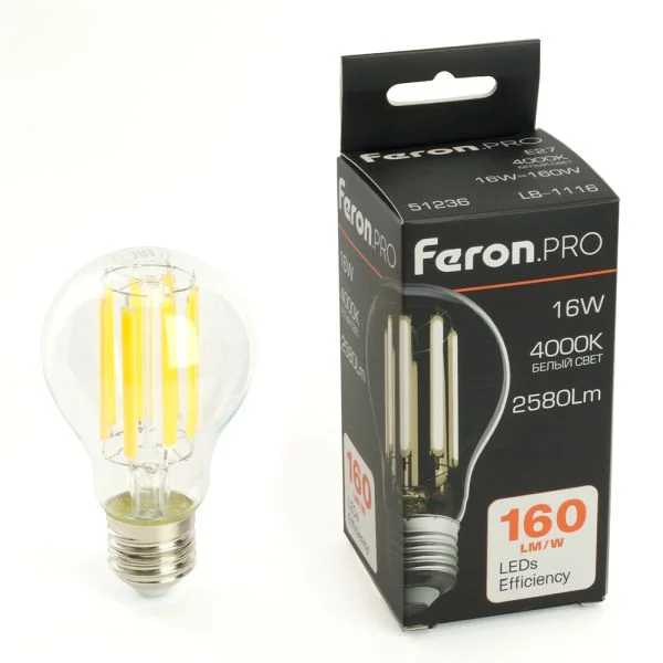 Лампа светодиодная, 2580LM 16W 175-265V E27 4000K, 160LM/W LB-1116 Арт. 51236