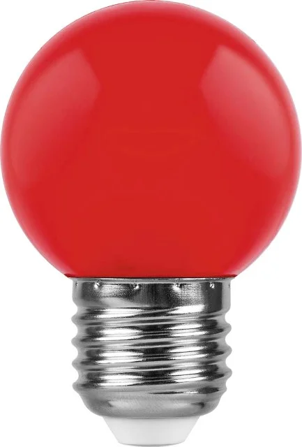 Лампа светодиодная, 5LED(1W) 230V E27 красный, LB-37 Feron арт. 25116