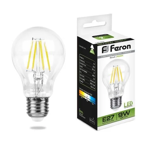 Лампа светодиодная, А60 (9W) 230V E27 4000K, LB-63 Feron 25632