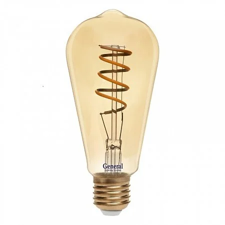 Лампа светодиодная, ST64 конус (7W) 230V E27 2700K, GLDEN-ST64SS-7-230-E27-2700 золотая