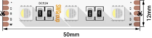 Лента светодиодная 5050 4в1, 19,2 Вт/м (60 led/m), IP20, RGB+Нейтральный, 12В, 3М SWG арт. 009712