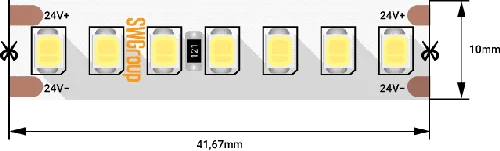 Лента светодиодная SMD 2835, 168 LED/м, 17,3 Вт/м, 24В , IP20, Нейтральный белый