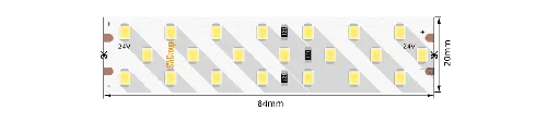 Лента светодиодная SMD 2835, 252 LED/м, 24 Вт/м, 24В , IP20, Теплый белый