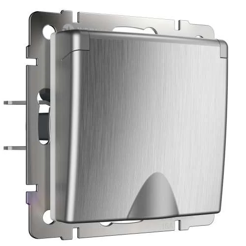 Механизм розетки 1-м с/з с/ш с крышкой 16А IP44 (cеребр. рифленый) Werkel W1171209