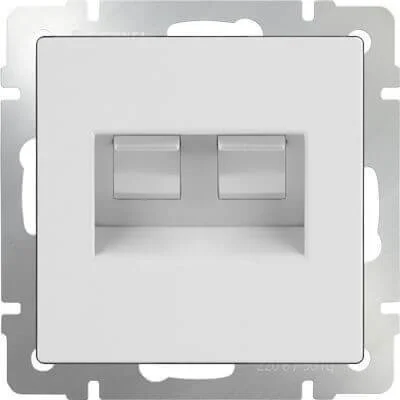 Механизм розетки RJ11 (телеф.) TF + RJ45 кат.5е UTP (белый) Werkel (WL01-RJ11-45) снят с произ. *