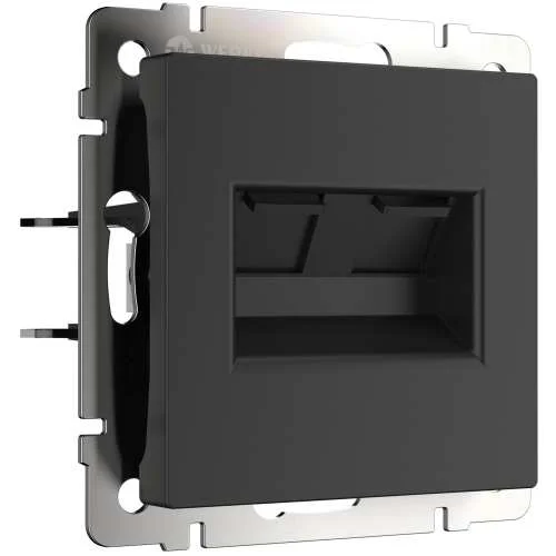 Механизм розетки RJ11 (телеф.) TF + RJ45 кат.5е UTP (черн.матовый) Werkel снят *