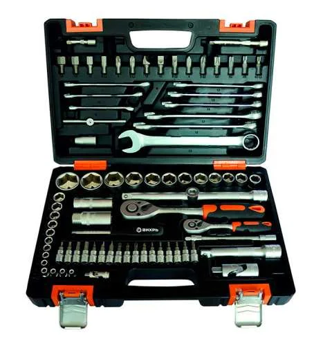 Набор инструментов, 1/2" , 1/4" , CrV, в кейсе 82 предм Вихрь 73/6/7/3