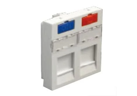 Накладка для гнезда RJ45 (RJ12) 45*45 х 2вых. в кабель-канал Экопласт 87002