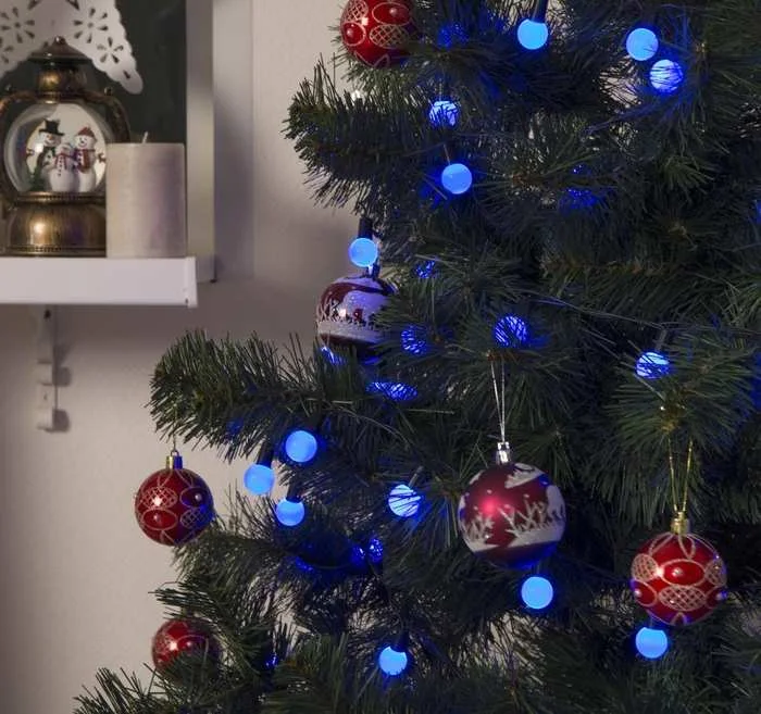 НИТЬ, улич. с насад. "Шарики большие d=2,5 см" 10 м, Н.Т. LED-100-220V контр. 8р. СИНИЙ 185540
